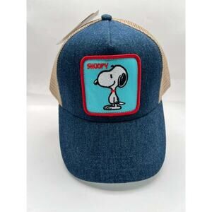 Peanuts Snoopy Denim Trucker Hat Peter Grimm Adjustable Mesh Snapback Cap NWT